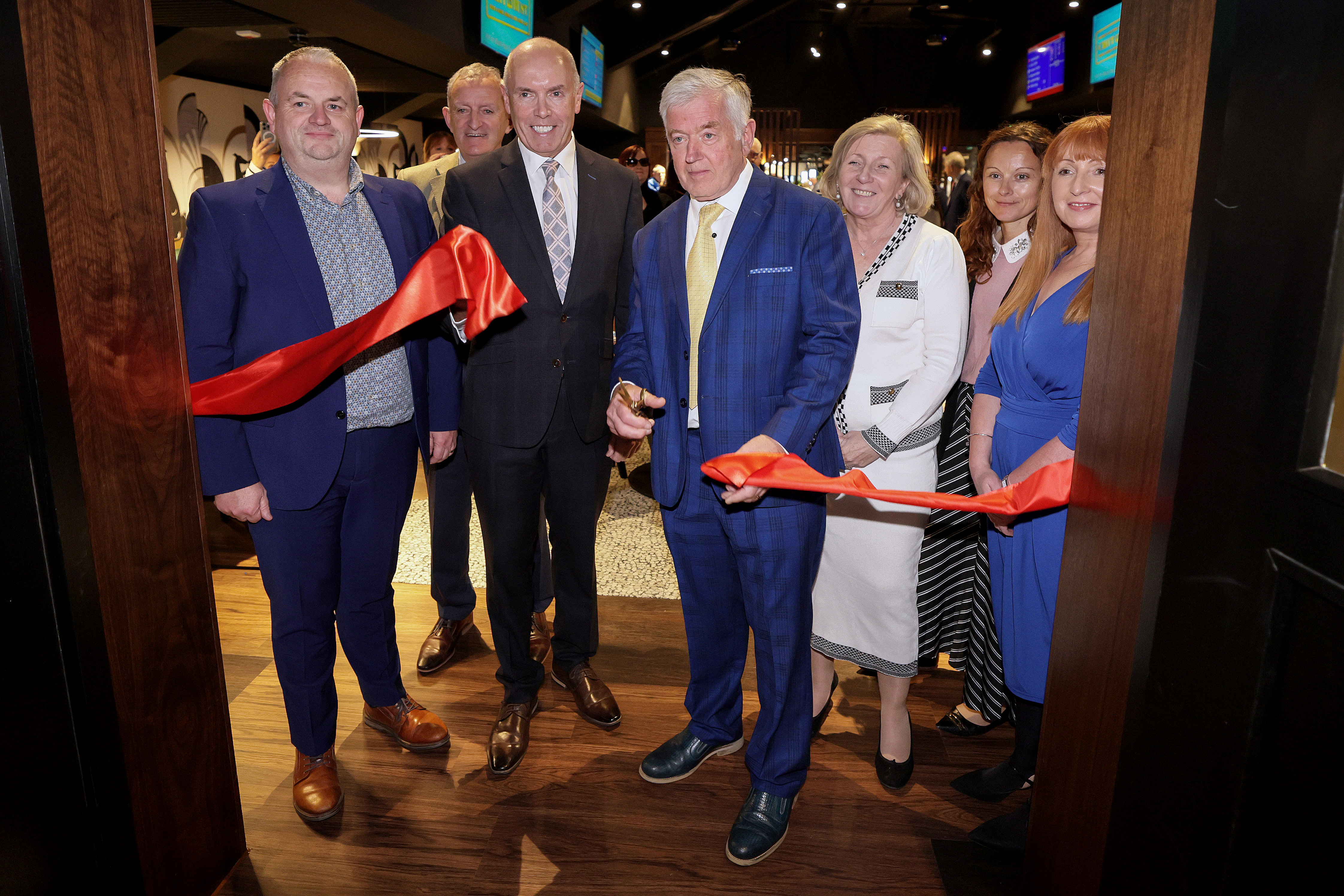 Picture shows RCÉ GRI Chairman Pat Flanagan cutting the ribbon to officially open the new Shelbourne Park Museum supported by members of the board and CEO Tim Lucey